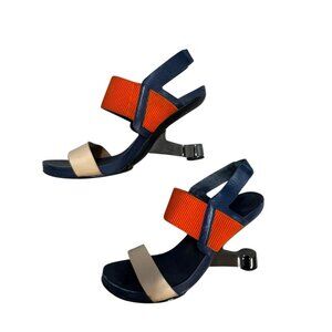 United Nude Colorblock Sculptural Heel Sandals Size 39 Excellent Condition